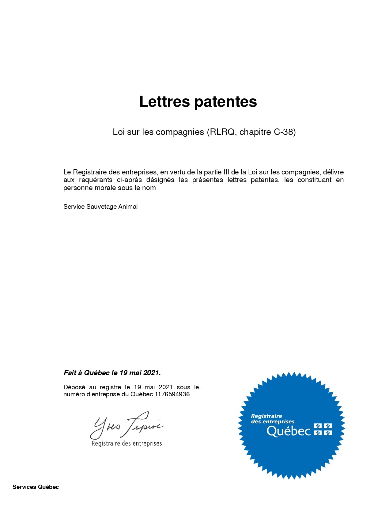 Lettres patentes